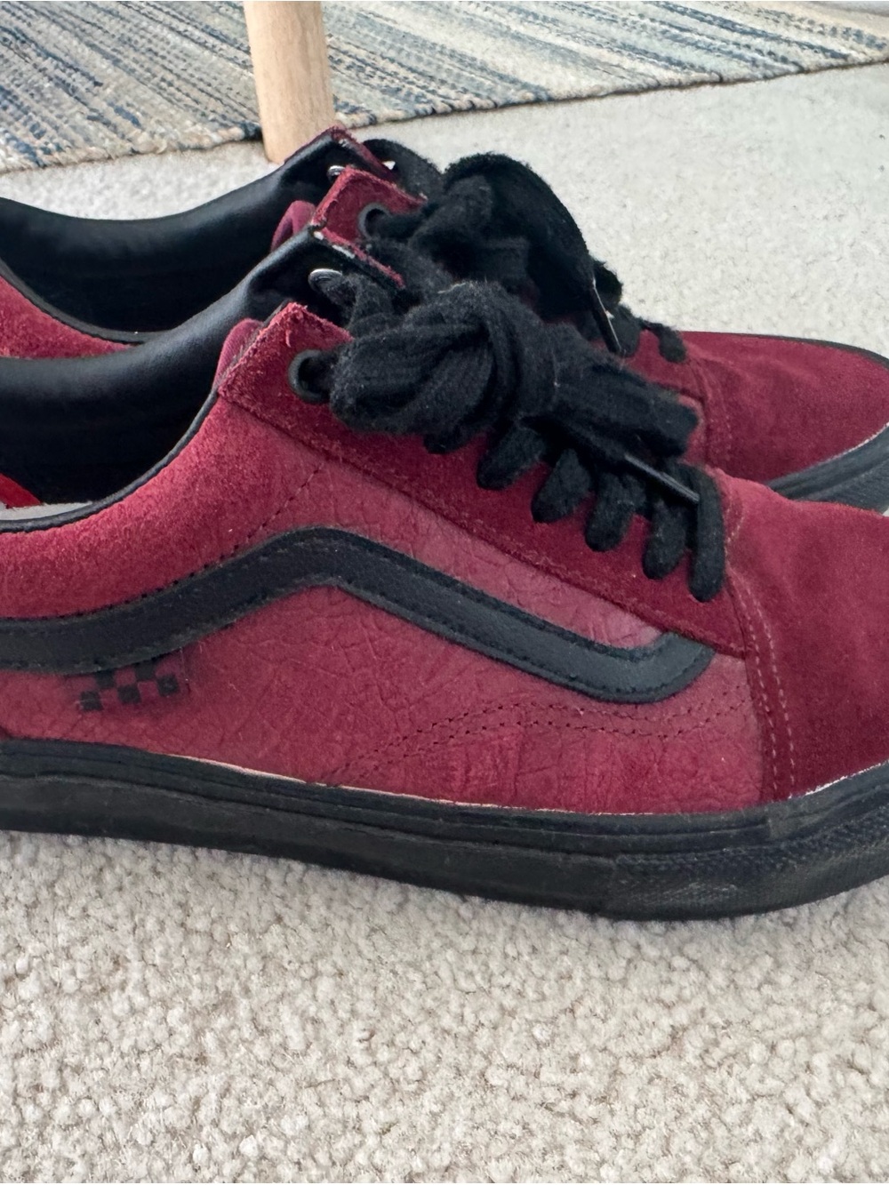 Vans Burgundy Suede Low-Top Sneakers with Black Accents